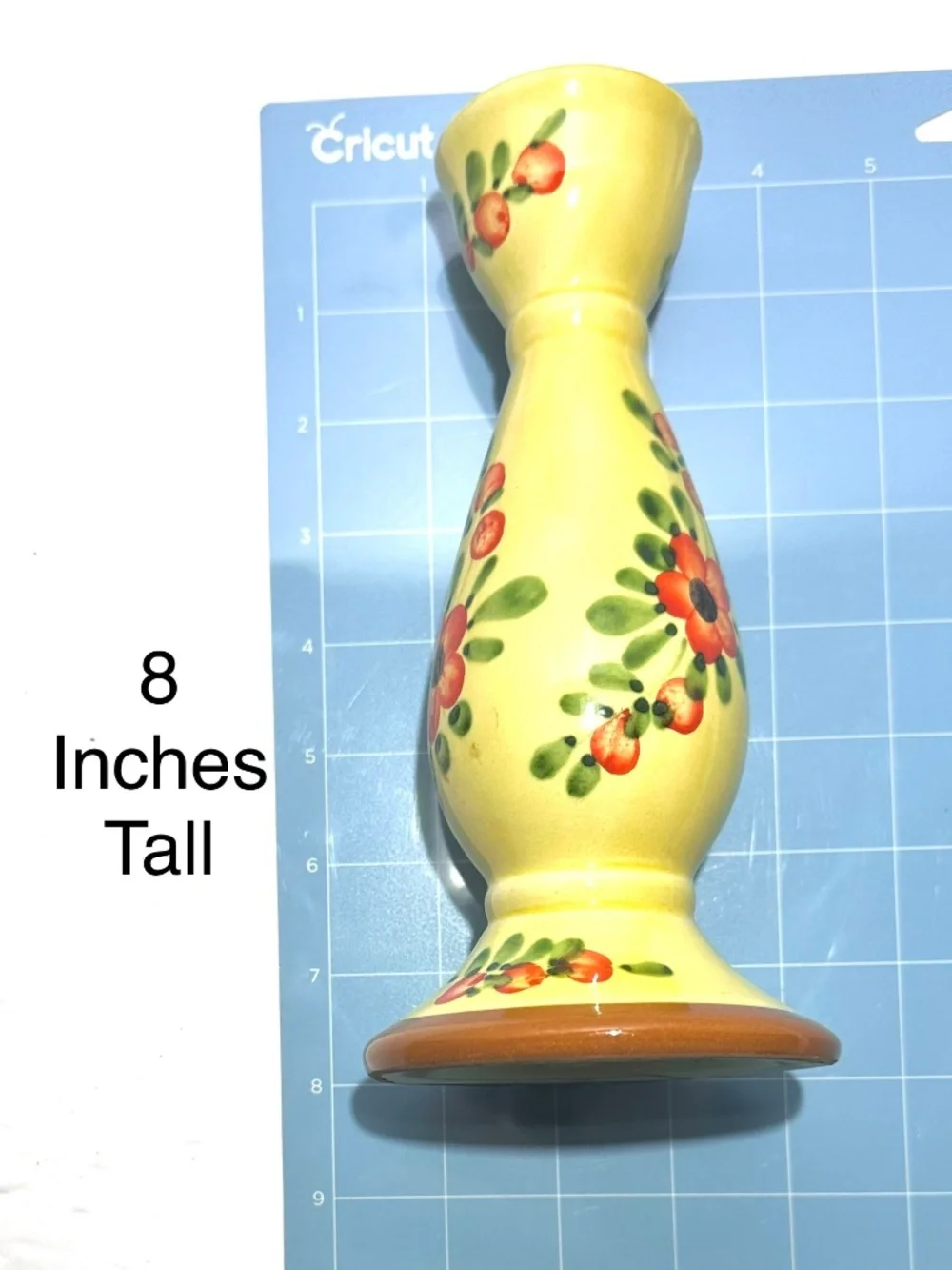 Vintage Pizzato Italian Ceramic Candlestick Holders Pair Hand Painted Floral